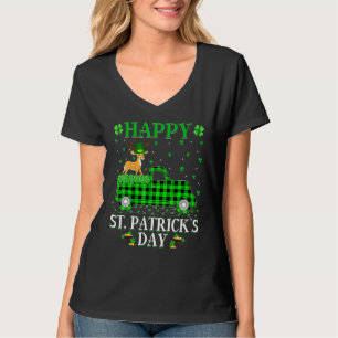 T-shirt Drôle Buffalo Plaid Green Truck Deer St Patrick's