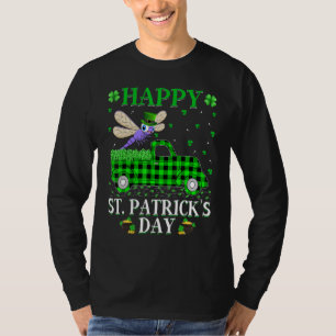 T-shirt Drôle Buffalo Plaid Green Truck Dragonfly St Patri