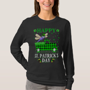 T-shirt Drôle Buffalo Plaid Green Truck Dragonfly St Patri