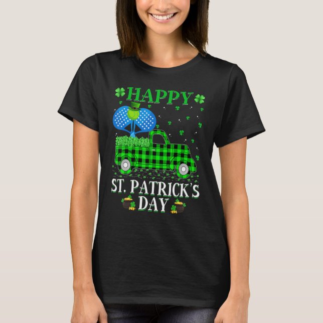 T-shirt Drôle Buffalo Plaid Green Truck Padel St. Patrick' (Devant)