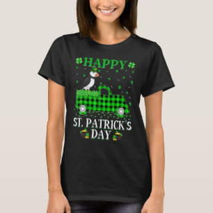 T-shirt Drôle Buffalo Plaid Green Truck Puffin Bird St Pat