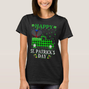 T-shirt Drôle Buffalo Plaid Green Truck Racquetball St Pat