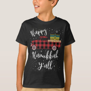 T-shirt Drôle Buffalo Plaid Happy Hanoukka Y'all Red Truck