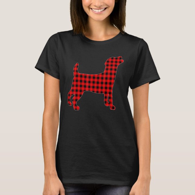 T-shirt Drôle Buffalo Plaid Jack Russell Terrier Noël (Devant)