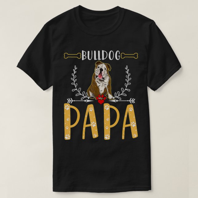 T-shirt Drôle Bulldog Papa, mignon Love Dons Dons Pour Hom (Design devant)