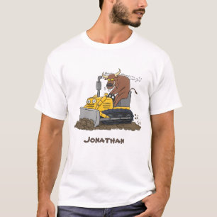 T-shirt Drôle bulldozer de conduite de taureaux