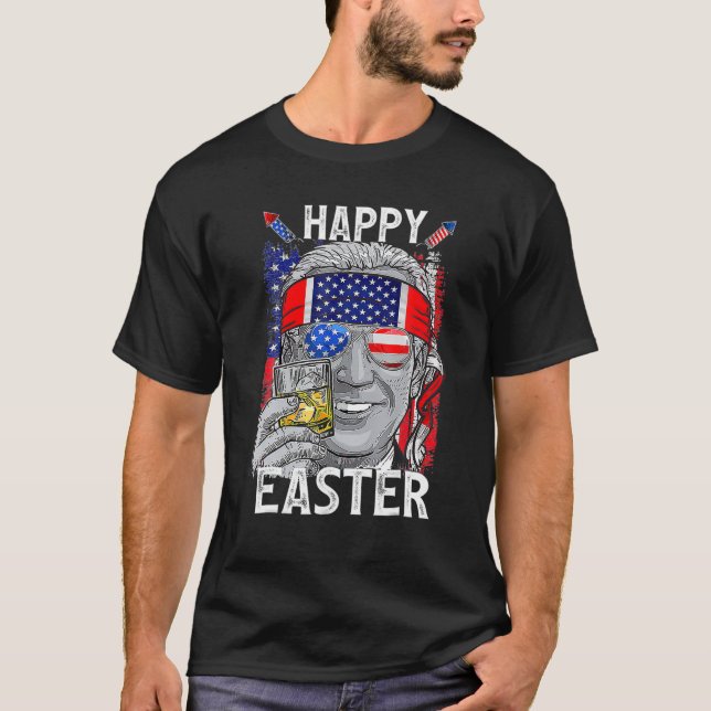 T-shirt Drôle Bunny Joe Biden Happy 4 juillet Confus E (Devant)