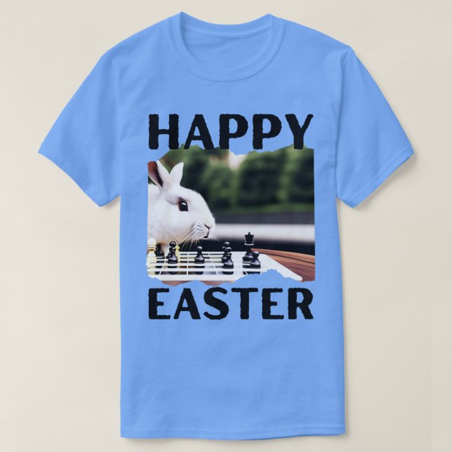 T-shirt Drôle Bunny Jouer aux échecs Rabbit Joyeux Pâques (Design devant)