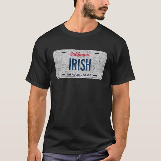 T-shirt Drôle CA State Vanity Plaque de licence IRISH (Devant)