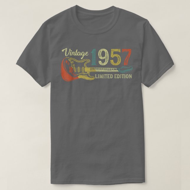 T-shirt Drôle cadeau d'anniversaire 1957 pour hommes Guita (Design devant)