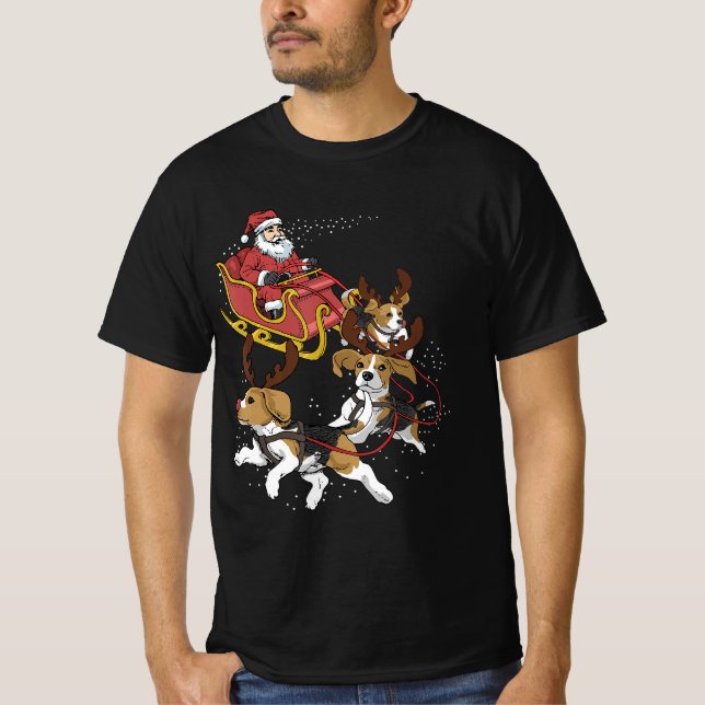 T-shirt Drôle cadeau de Noël de chien Beagle pour Amoureux (Devant)