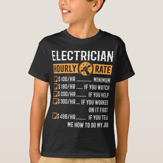 T-shirt Drôle Cadeaux Électricien - Taux horaire d'électri (Devant)