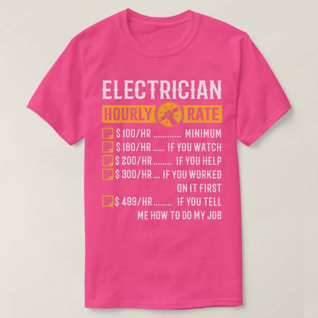 T-shirt Drôle Cadeaux ÉlectricienTaux horaire de l'électri (Design devant)