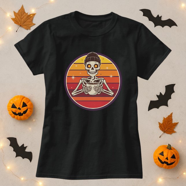 T-shirt Drôle café Halloween Tee; Skeleton Café (Créateur téléchargé)