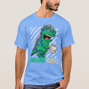 T-shirt Drôle Café Lover Dinosaur Cute Dinosaur M