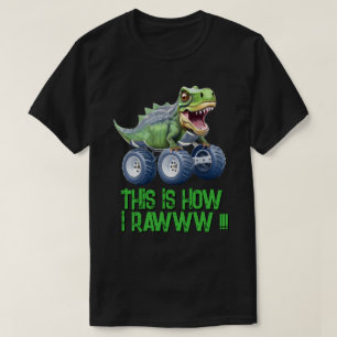 T-shirt Drôle camion monstre dinosaure Mens
