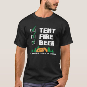 T-shirt Drôle Camping Slogan Tente Fire Liste de contrôle 