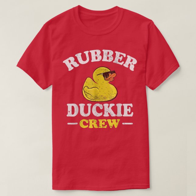 T-shirt Drôle Canard en caoutchouc Jaune Duckie Crew Bain  (Design devant)