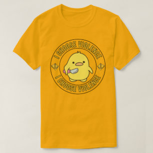 T-shirt Drôle Canard Jaune Avec Couteau