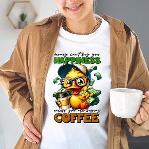 T-shirt Drôle Canard Portant Des Lunettes Coffee Citation 
