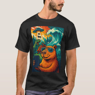 T-shirt Drôle Capybara meme Selfie Cartoon