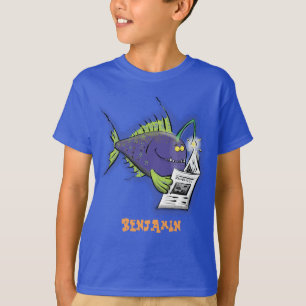T-shirt Drôle caricature de poisson de pêcheur