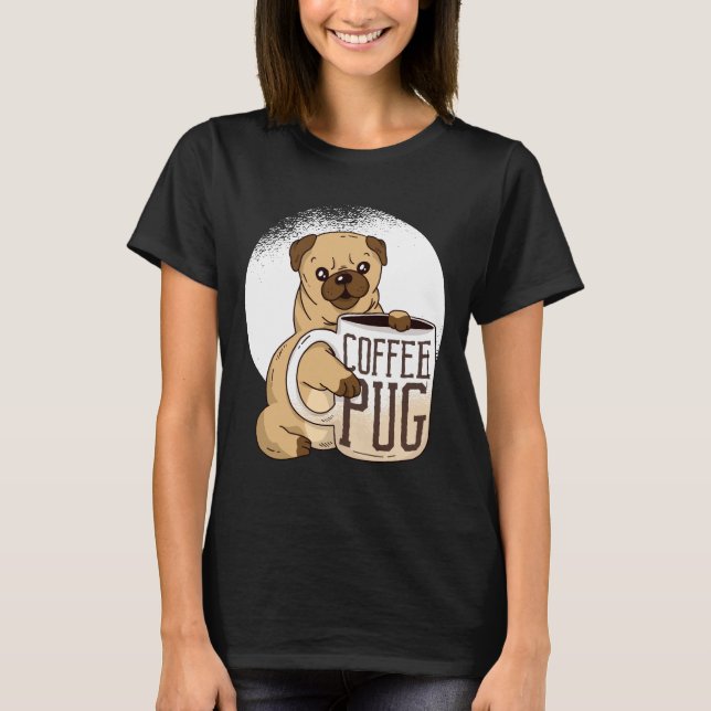 T-shirt Drôle CARLIN de café Amoureux de les chiens Graphi (Devant)