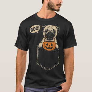 T-shirt Drôle Carlin Halloween mignon Carlin Poche de chie