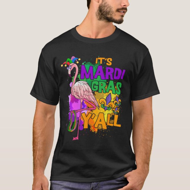 T-shirt Drôle Carnaval Idée cadeau Flamant rose Mardi Gras (Devant)