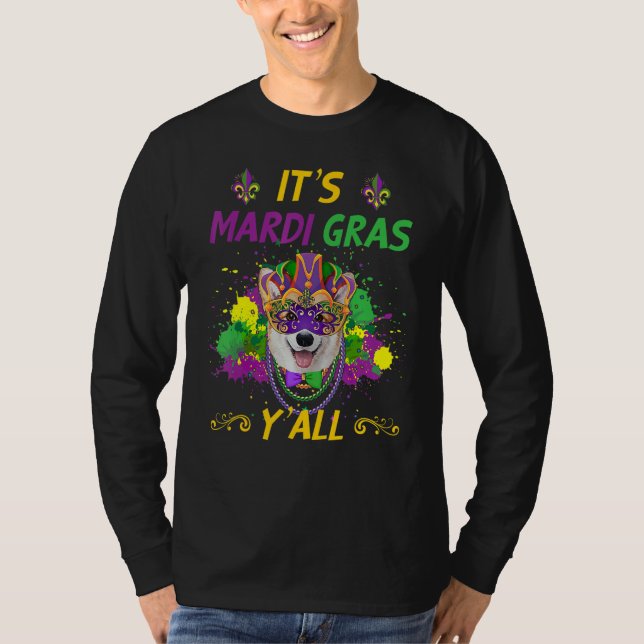 T-shirt Drôle Carnaval Idée Corgi Chien Mardi Gras (Devant)