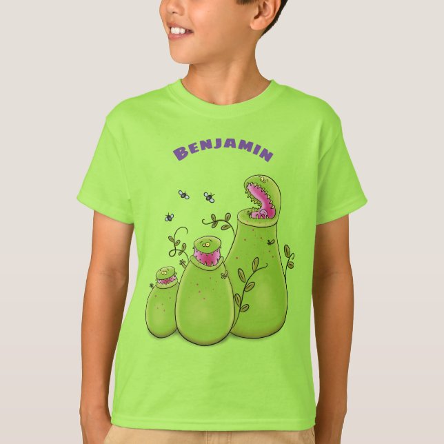 T-shirt Drôle carnivore carnivore carnivore plante dessin  (Devant)