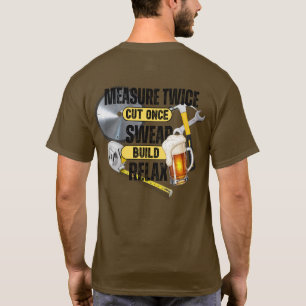 T-shirt Drôle Carpenter Mesure Deux Fois Coupé Une Fois T-