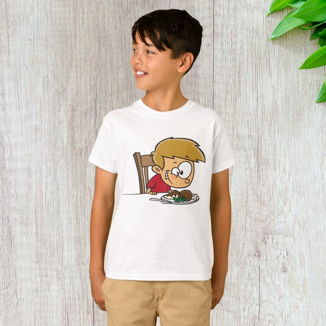 T-shirt Drôle Cartoon Boy excité pour le dîner (Créateur téléchargé)