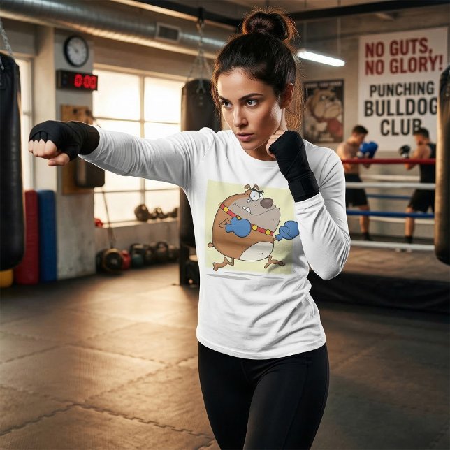 T-shirt Drôle Cartoon Bulldog Boxer Chien (Créateur téléchargé)