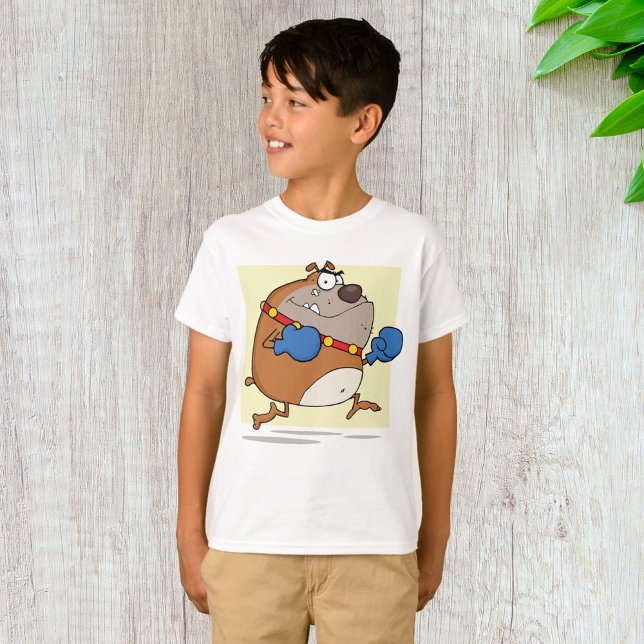 T-shirt Drôle Cartoon Bulldog Boxer Chien (Créateur téléchargé)