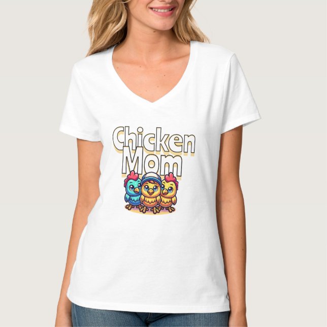 T-shirt Drôle Cartoon Chicks | Chicken Mom Personnalisé (Devant)