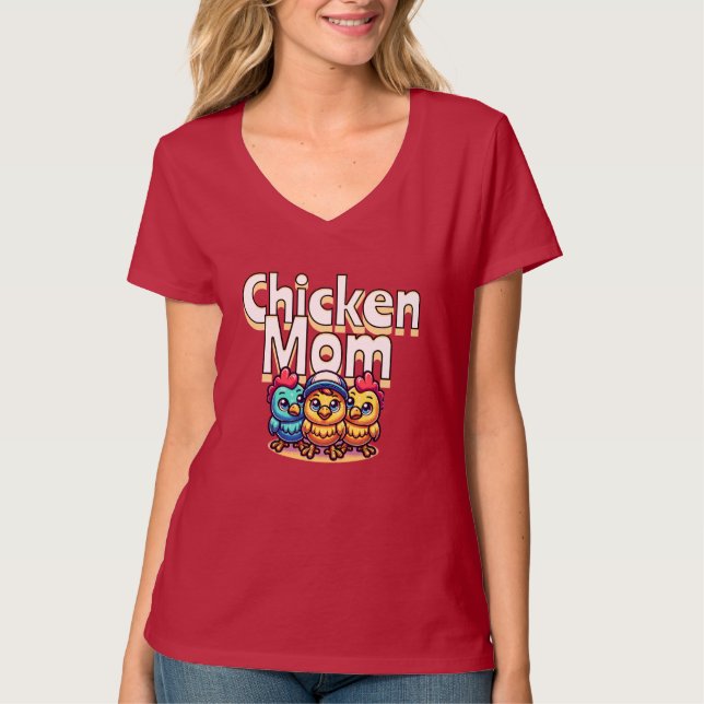 T-shirt Drôle Cartoon Chicks | Chicken Mom Personnalisé (Devant)
