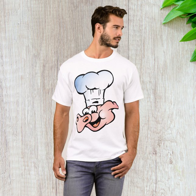 T-shirt Drôle Cartoon Cochon Chef avec Casquette (Créateur téléchargé)