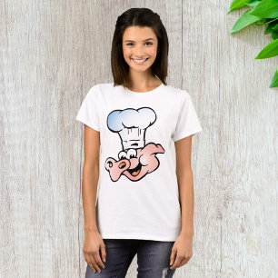 T-shirt Drôle Cartoon Cochon Chef avec Casquette