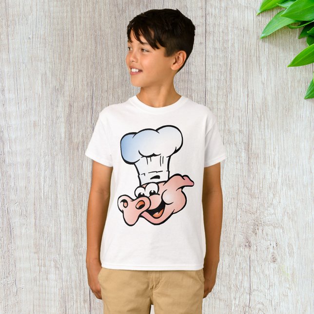 T-shirt Drôle Cartoon Cochon Chef avec Casquette (Créateur téléchargé)