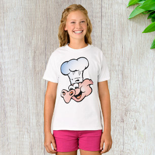 T-shirt Drôle Cartoon Cochon Chef avec Casquette