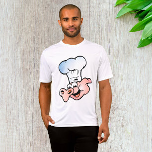 T-shirt Drôle Cartoon Cochon Chef avec Casquette