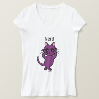 T-shirt Drôle Cartoon de chat Nerd