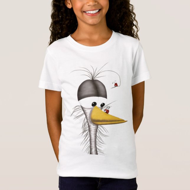 T-Shirt Drôle Cartoon Egret (Devant)
