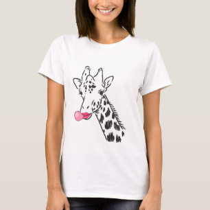 T-shirt Drôle Cartoon Giraffe Imprimer