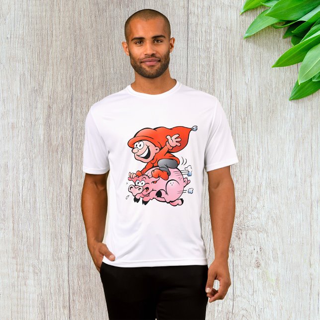 T-shirt Drôle Cartoon Gnome équitation Flying Pig (Créateur téléchargé)