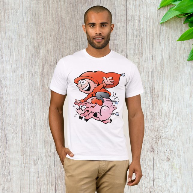 T-shirt Drôle Cartoon Gnome équitation Flying Pig (Créateur téléchargé)