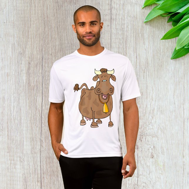 T-shirt Drôle Cartoon Vache Brown avec Bell Animal de ferm (Créateur téléchargé)