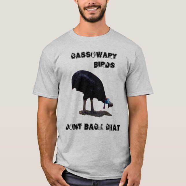 T-shirt Drôle Cassowary Birds Back Design Conversation, (Devant)