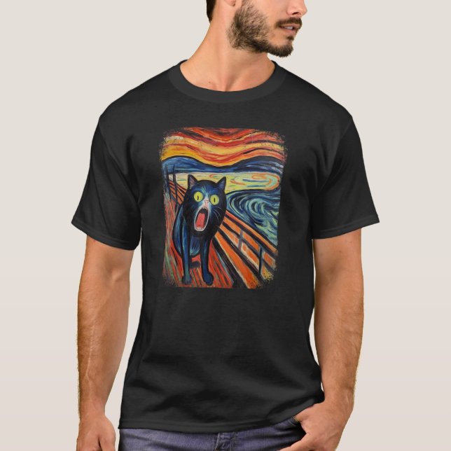 T-shirt drôle CAT cri par Edvard Expressionism Munch Art (Devant)